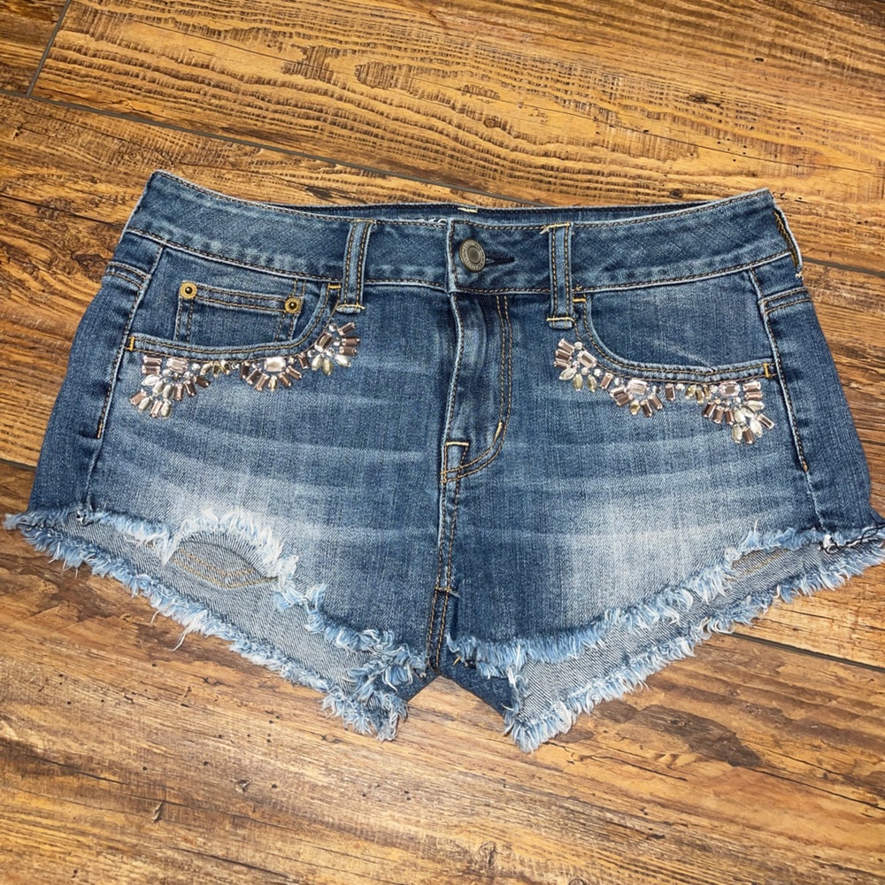 American eagle denim shorts with rhinestones